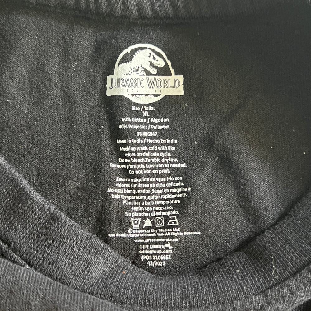 Jurassic Park Graphic T-Shirt Black XL Jurassic World Dominion Logo Tee - Picture 6 of 6